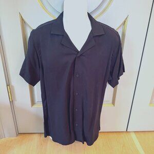 NWT Murano Navy Blue Camp Collar Short Sleeve Shirt Size L